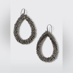 Brunello Cucinelli Hematite & Sterling Silver Beaded Loop Earrings